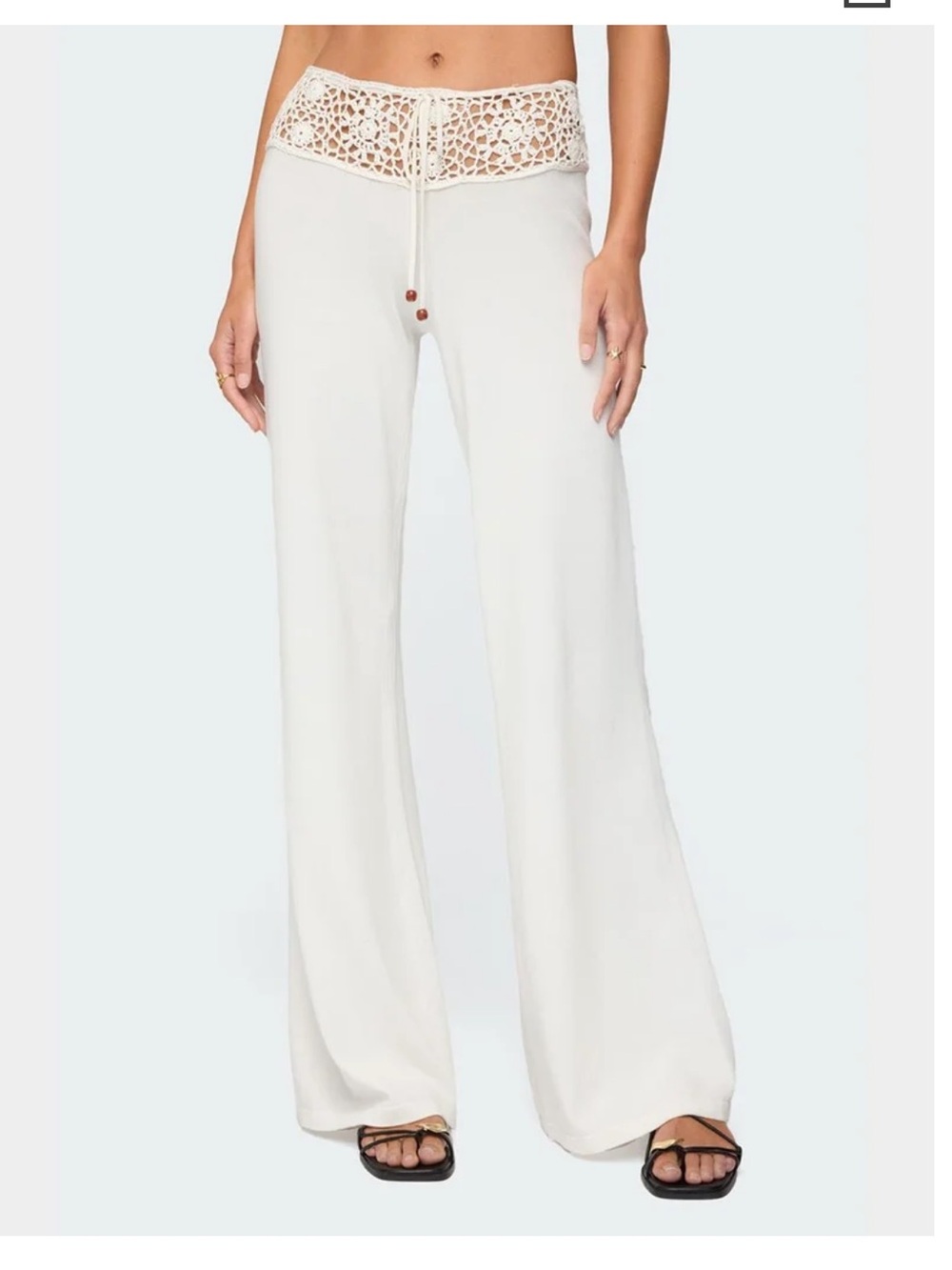EDIKTED Kirsty Crochet Waist Knit Pants